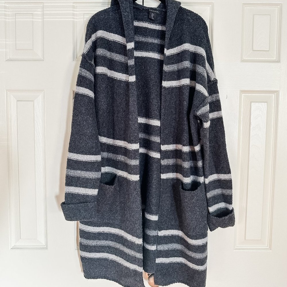 Tahari Women's Cardigan Sweater - Gray/White L